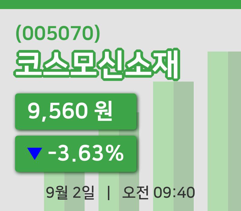 [코스모신소재주가] 2일 이시각 현재  9,560원