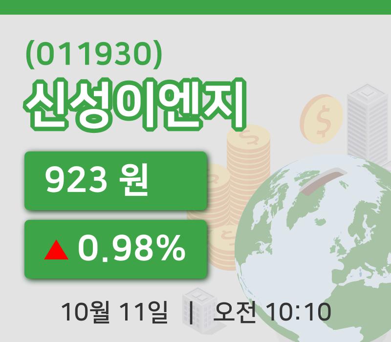 [신성이엔지주가] 10시 10분 현재 923원