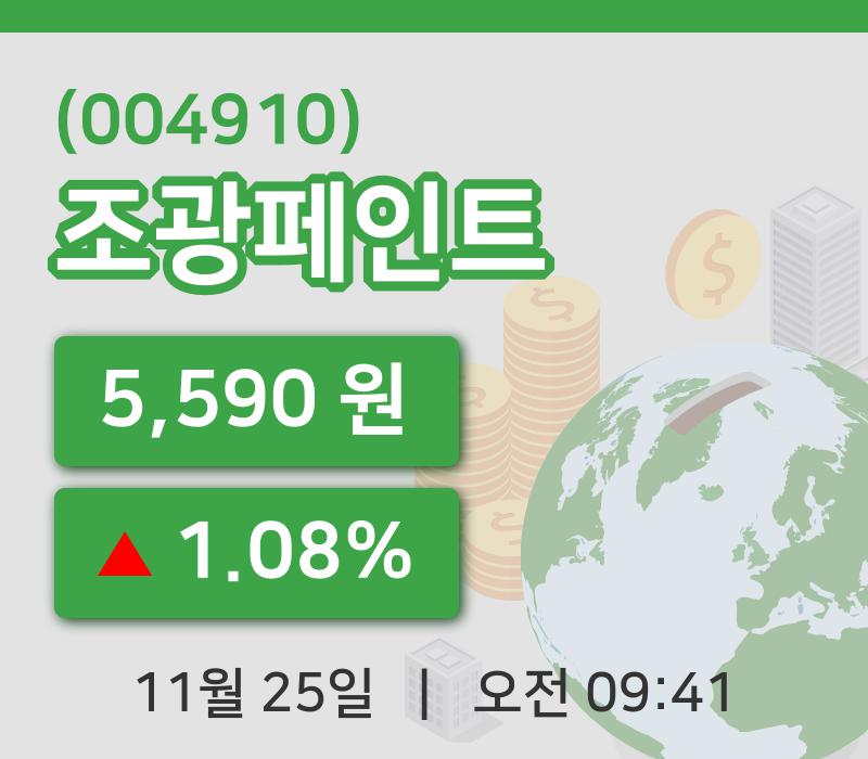 [조광페인트주가] 25일 9시 41분 현재 5,590원