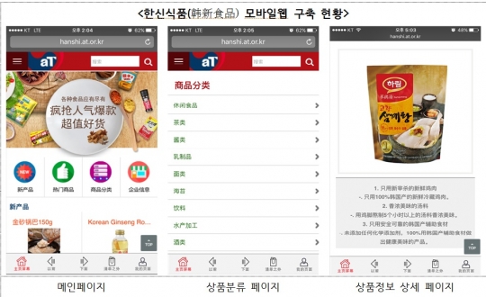 농식품부, 대(對) 중국 바이어매칭 모바일웹 한신식품 개통