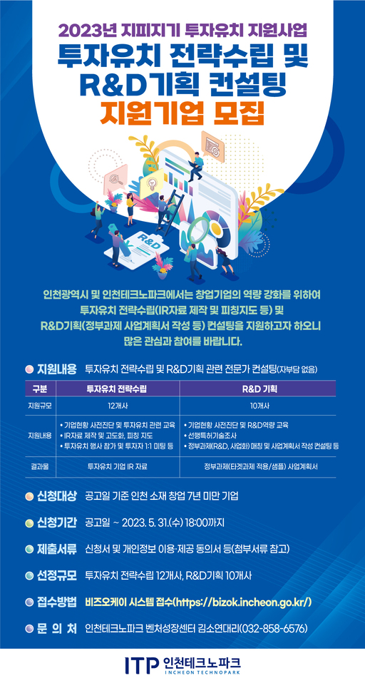 인천테크노파크, 기업 투자유치·R&D기획 지원