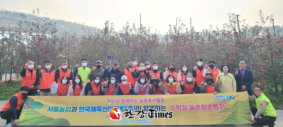 서울농협, 한국체육산업개발(주)과 수확철 일손돕기 구슬땀