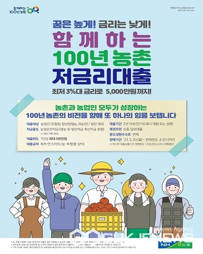 농협, 영농자금 이자 지원 농업인 짐 덜어