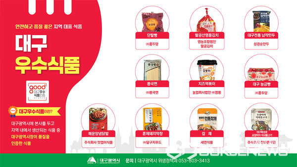 대구시, 지역 식품기업 선두 주자인  대구우수식품 인증 기업 모집합니다