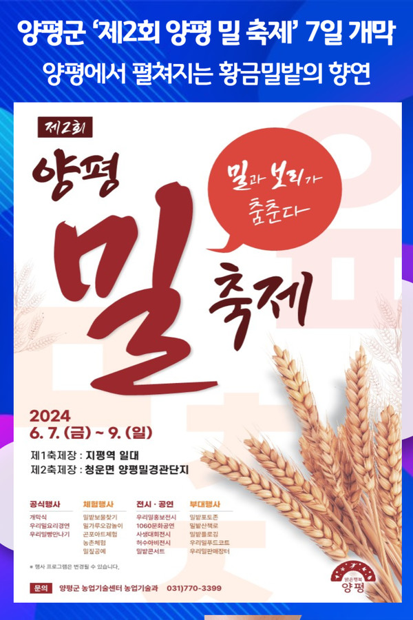 [위클리오늘] 양평군 제2회 양평 밀 축제 7일 개막