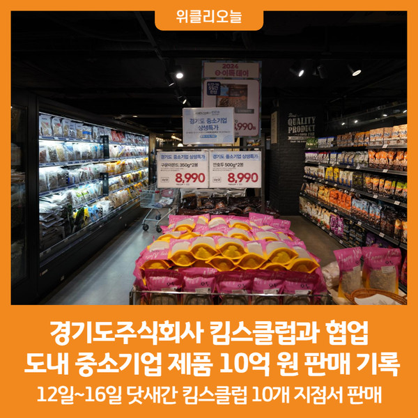 [위클리오늘] 경기도주식회사, 킴스클럽과 협업 통해 도내 중소기업 제품 10억 원 판매 기록