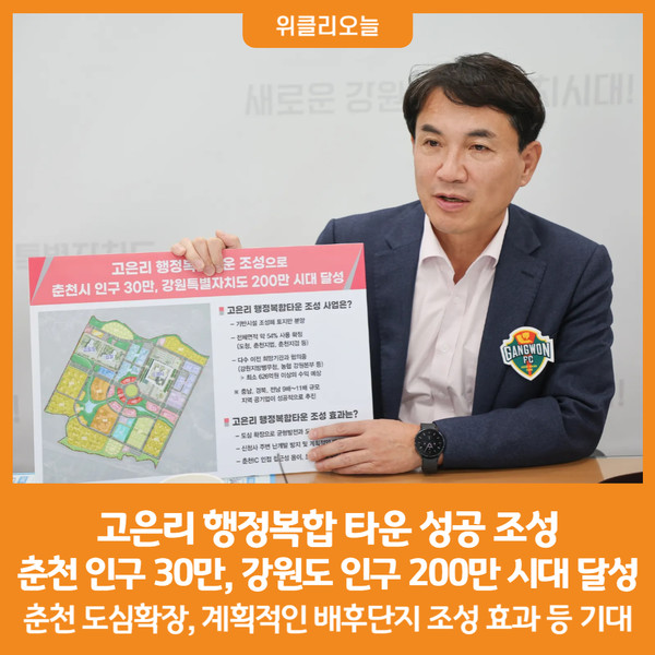 [위클리오늘] 고은리 행정복합 타운 성공 조성 춘천 인구 30만, 강원특별자치도 인구 200만 시대 달성