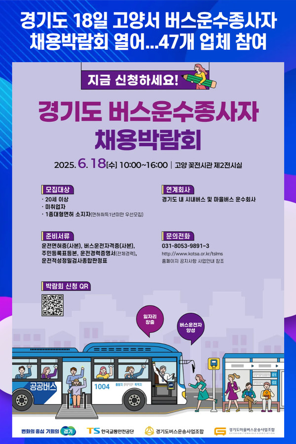 [위클리오늘] 경기도, 18일 고양서 버스운수종사자 채용박람회 열어...47개 업체 참여