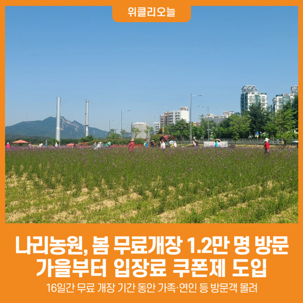 [위클리오늘] 양주시 나리농원, 봄 무료개장 1.2만 명 방문…가을엔 입장료 쿠폰제 도입