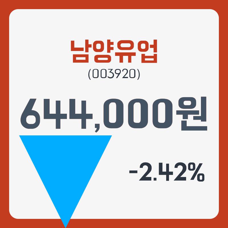 남양유업 주가및 증권차트 26일  현재 644000원  & 증권시세 및 주식시황