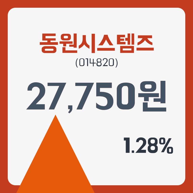 동원시스템즈주가 12월 27일 현재 27700원  및 종목 차트