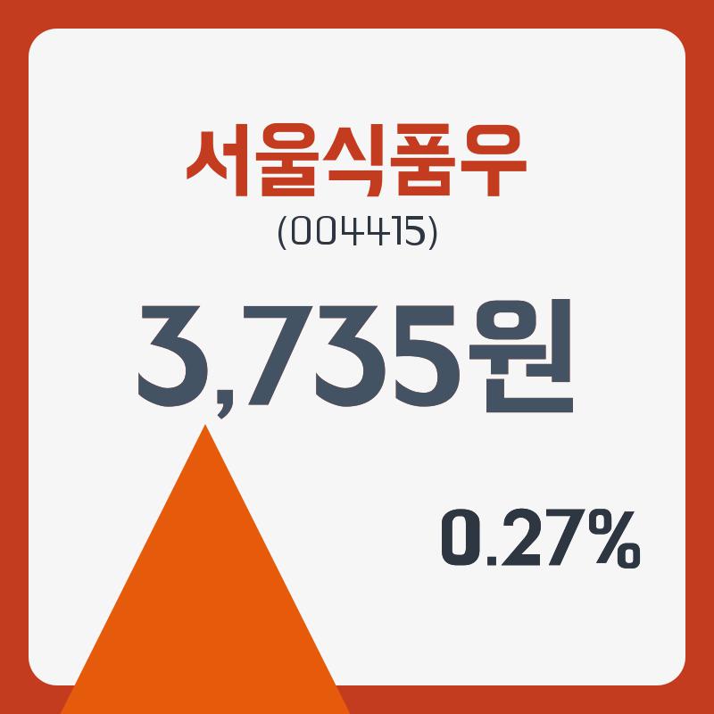 서울식품우주가 1월 3일 현재 3735원  및 증권차트정보
