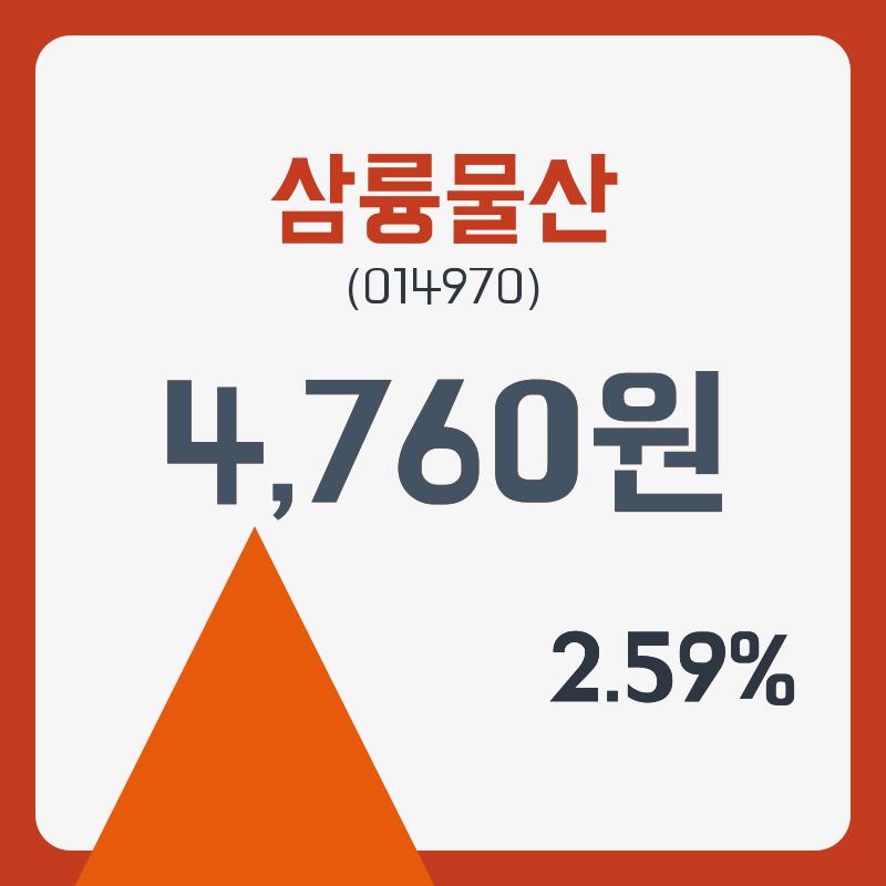 삼륭물산주가 1월 3일 현재 4760원  및 오늘거래가는?