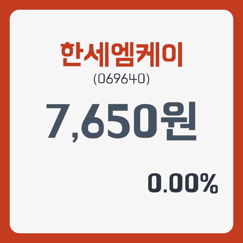 한세엠케이 주가및 증권 차트 분석  4일  현재 7650원   , 증권 그래프 분석