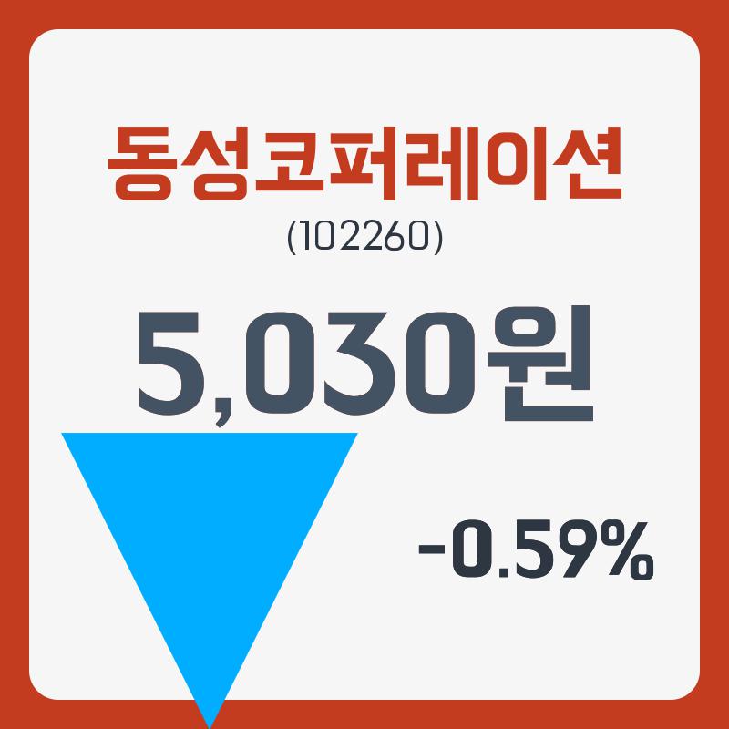 동성코퍼레이션 주가& 증권시세 4일  현재 5030원  및 오늘거래가는?