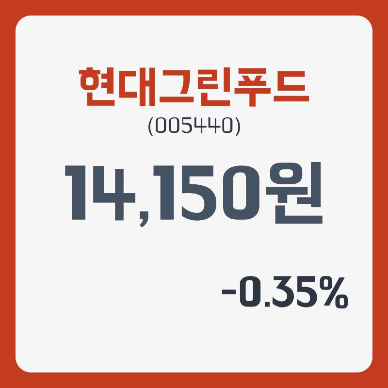 현대그린푸드주가 3월 22일 현재 14200원  및 증권차트