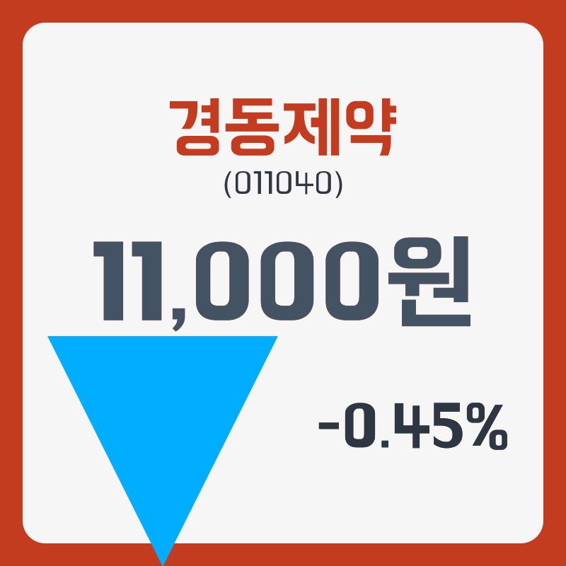 경동제약 주가및 증권차트 18일  현재 11000원  & 주가 정보