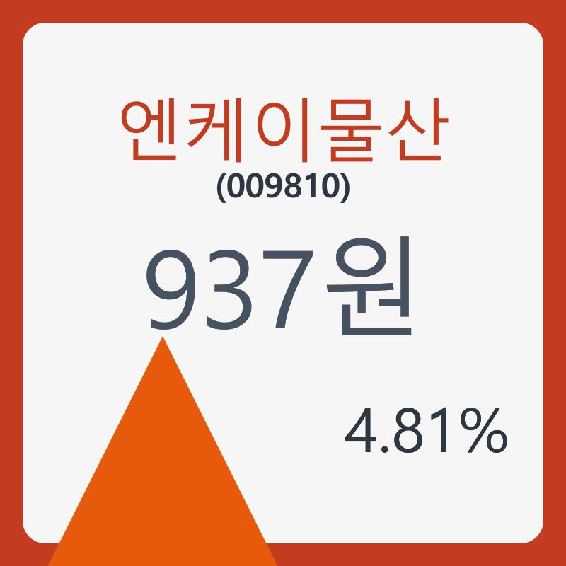 엔케이물산주가 8월 19일 현재 937원  및 증권차트