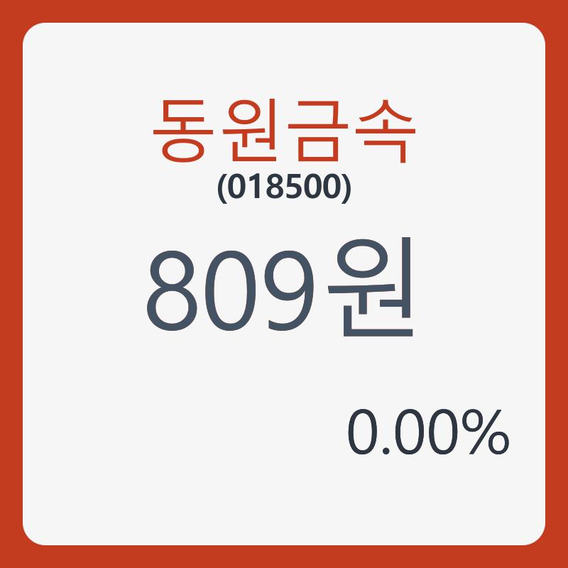 동원금속주가 8월 20일 현재 809원  및 증권차트정보