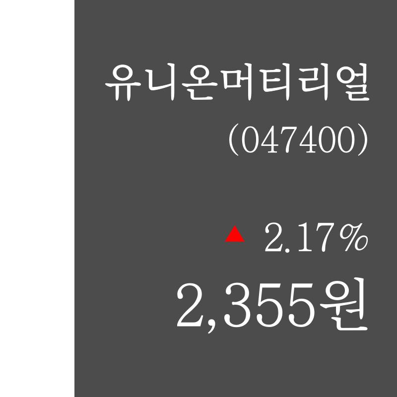 유니온머티리얼주가 1월 9일 현재 2355원  및 종목 차트