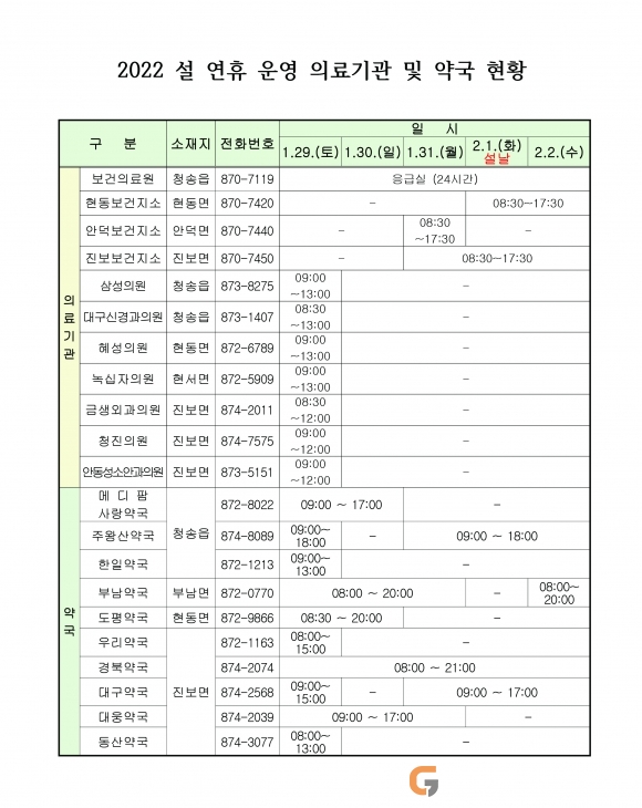 청송군 “안전하고 편안한 명절 보내세요”