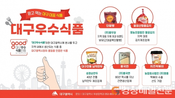 대구우수식품 인증 기업 5곳 현판 수여