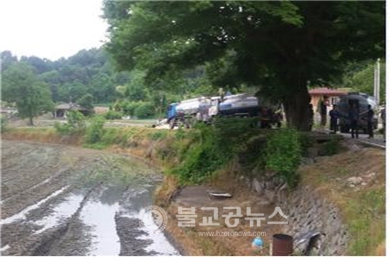 남이농협 지역, 농가에 긴급 용수차량 투입