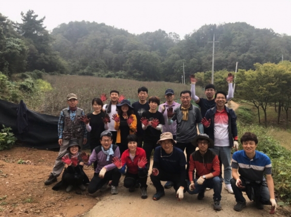 충북도 균형발전과 직원, 생산적 일손봉사 구슬땀