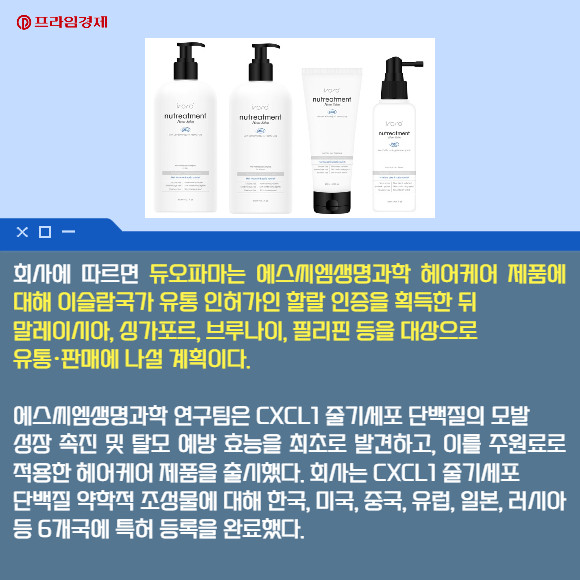 [카드] 에스씨엠생명과학, 말레이시아 듀오파마와 헤어케어 제품 공급