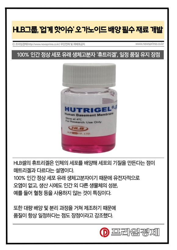 [카드] HLB그룹, 업계 핫이슈 오가노이드 배양 필수 재료 개발