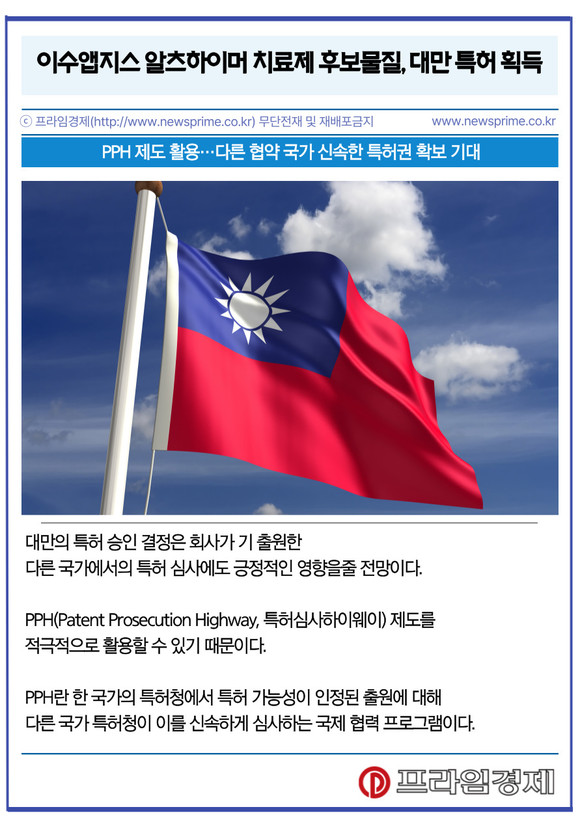 [카드] 이수앱지스 알츠하이머 치료제 후보물질, 대만 특허 획득