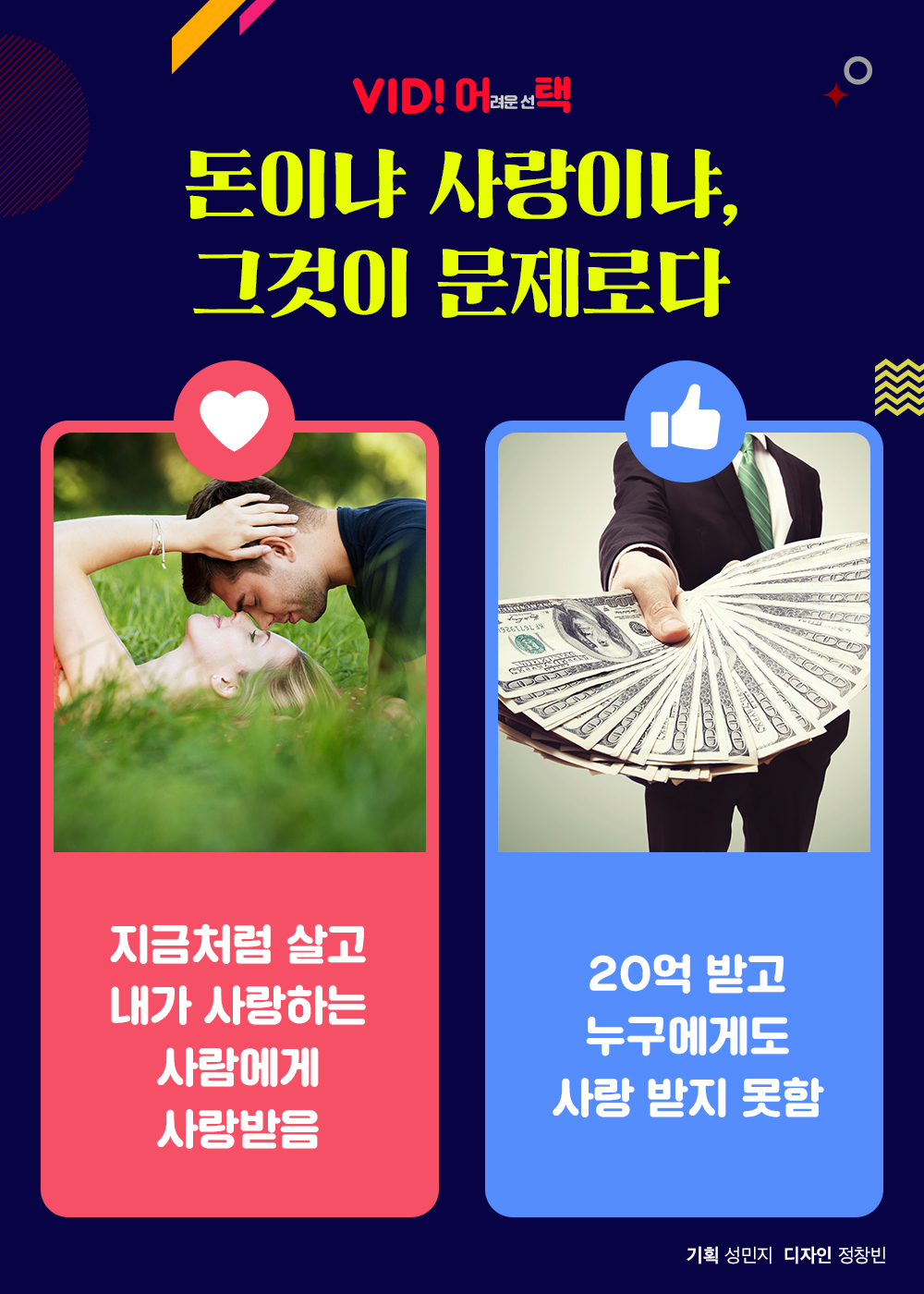 돈이냐 사랑이냐, 그것이 문제로다