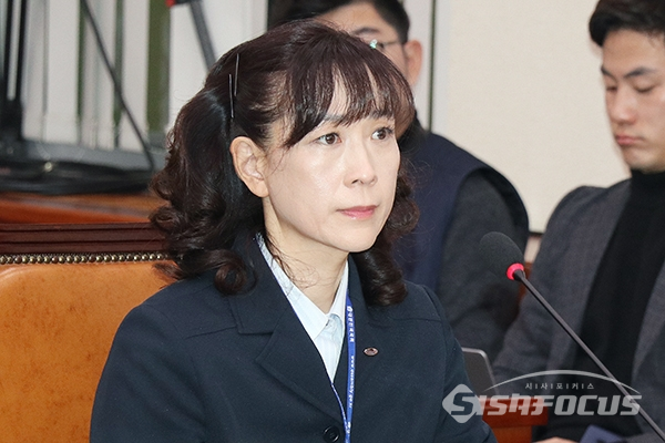 [포토] 국정감사에 참석한 최윤희 한국체육산업개발 사장