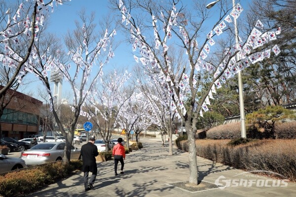 [포토] 효창공원 앞 태극기 트리