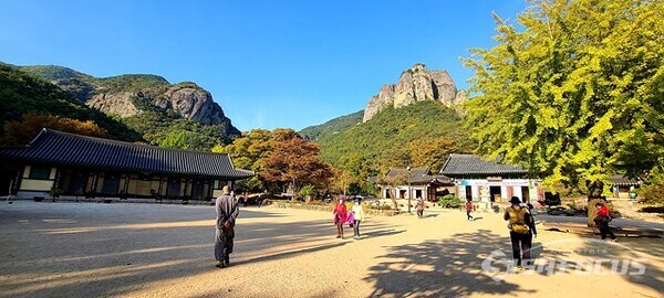 [포토] 주왕산 기암단애 아래 대전사에 가을색이 물들기 시작
