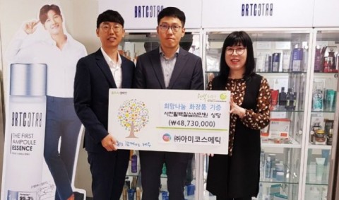 더불어 사는 아미코스메틱, 제주 장애인종합복지관에 화장품 기부