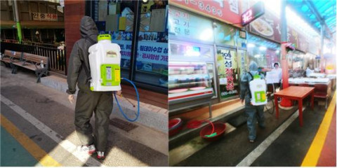 평택 안중전통시장, 코로나19 확산 방지 위해 방역에 힘써