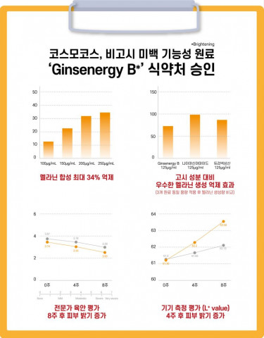코스모코스, 홍삼 유래 ‘비고시 미백 기능성 화장품 원료’ 허가 획득