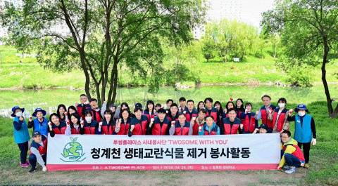 투썸플레이스 사내봉사단 투썸위드유, 청계천 생태교란종 제거 활동 실시