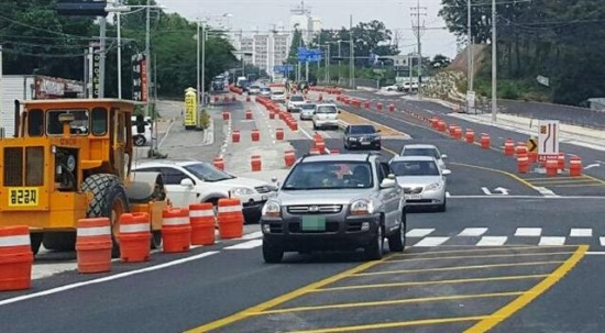 익산IC 진입로 공사 안전 위협