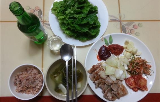 삼겹살에 소주 한잔
