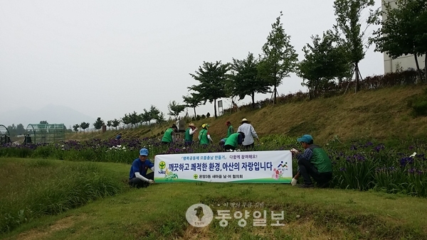 아산 온양3동 새마을협 온양천 일대 환경정화