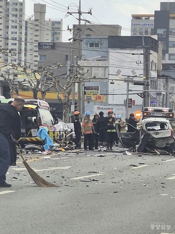청주교육대 앞 삼거리서 역주행 사고, 4대 연쇄 추돌