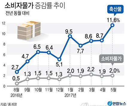 '장보기가 두렵다' 5월 소비자물가 상승률 2.0%로 올라