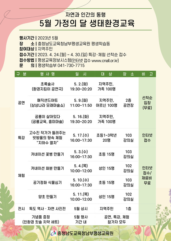 남부평생교육원, 다양한 생태환경교육 실시
