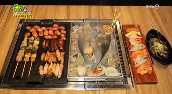 [TV먹방]3단 육해공 철판구이 맛집, 닭갈비+초밥+가리비 구이+조개탕까지 푸짐