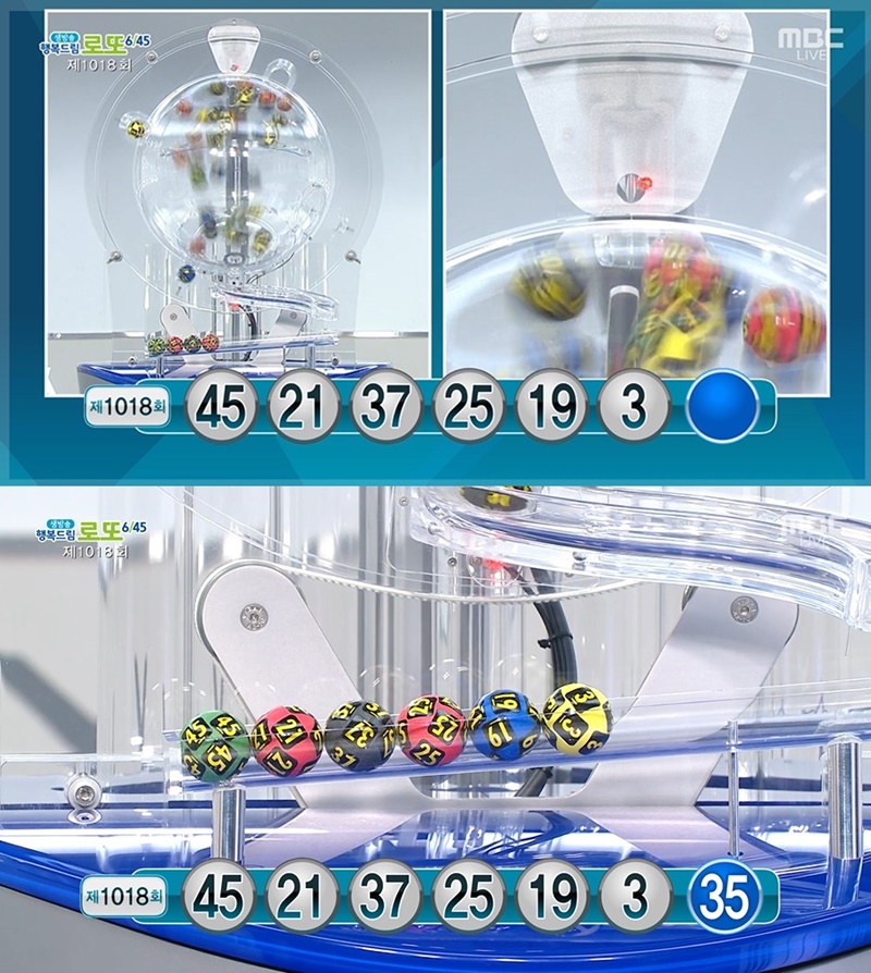 1018회 1등 로또당첨번호 공개, 45·21·37·25·19·3…보너스 번호는?