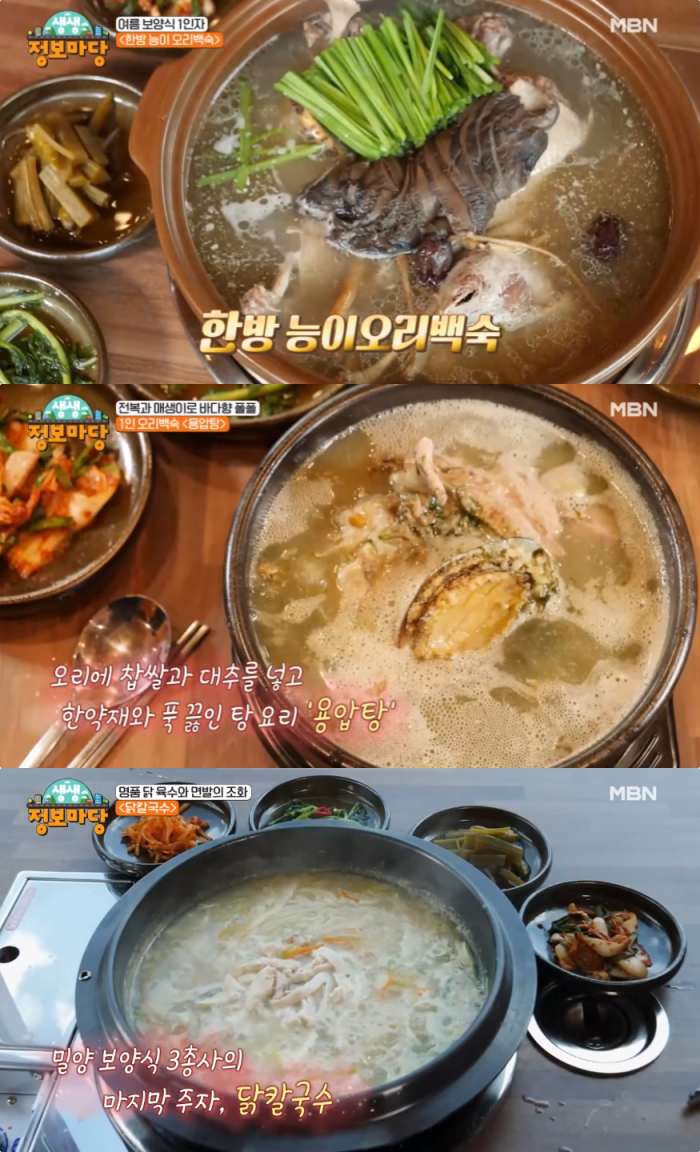생생정보마당 밀양 한방능이오리백숙 맛집 위치는? 용압탕-닭칼국수-오리불고기 外