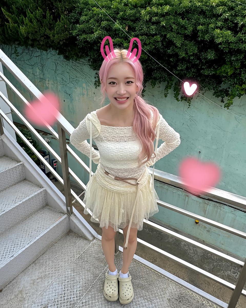 파스텔 헤어에 동화 속 미소…수민, 봄날 계단→기대 어린 눈빛