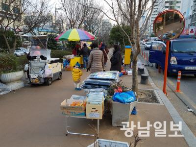‘시장판’ 된 푸른길 공원 산책로